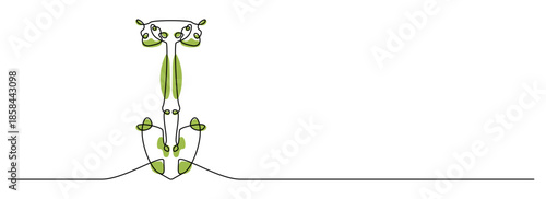 Construction shovel continuous line art minimalist vector illustration