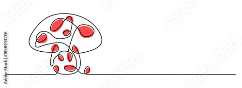Minimalist mushroom one line drawing vector illustration