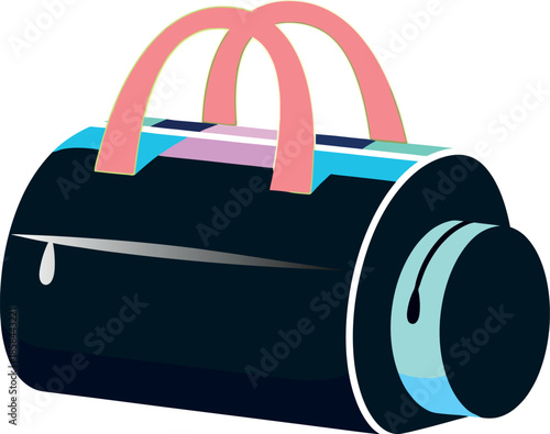 Artistic Duffel Bag: A modern, artistic duffel bag, with soft hues and bold design, ready for travel or gym sessions.