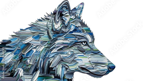 Layered Paint Texture Wolf Silhouette Isolated on Transparent Background for Modern Wildlife Design