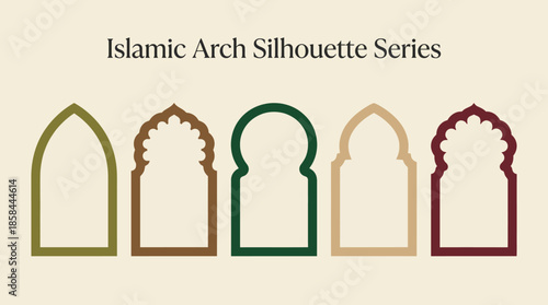 Islamic Arch Silhouette Series Vector | Mosque Architecture Clipart | Colorful Horseshoe Pointed Scalloped Arch Designs for Ramadan Eid Decor | Islamic Vector Art