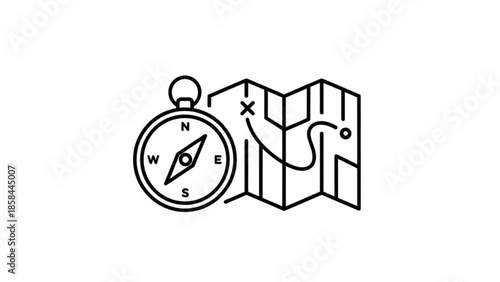 Navigating through a mapped terrain with a compass in hand, exploring the outdoors from a top-down viewpoint.