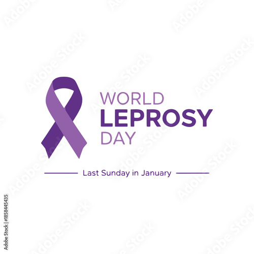 Minimalist World Leprosy Day Logo with Purple Ribbon
