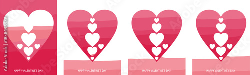 Modern Valentine's Day greeting card set with pink gradient hearts and romantic love concepts