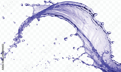 realistic 3d smooth liquid clean water splash in different color and curve style isolated on transparent background