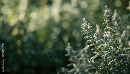Salvia officinalis, an evergreen perennial with woody stems and grayish foliage, often harvested for culinary and herbal uses, World Herb Day