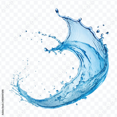 realistic 3d smooth liquid clean water splash in different color and curve style isolated on transparent background