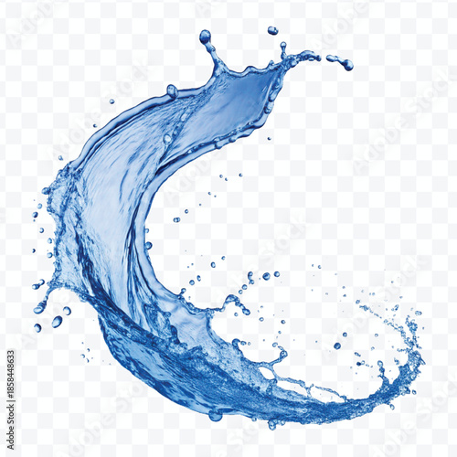 realistic 3d smooth liquid clean water splash in different color and curve style isolated on transparent background