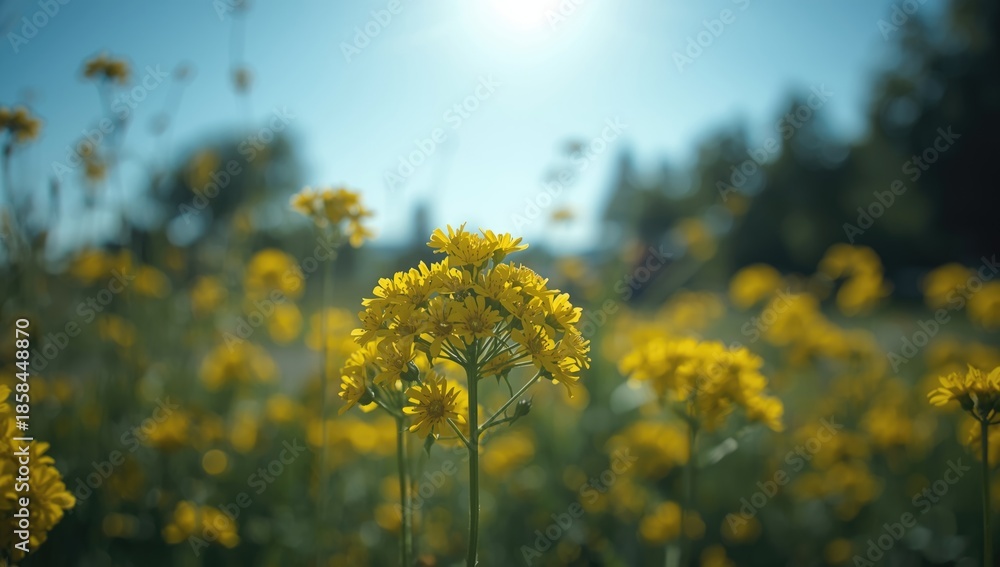 Fototapeta premium Summer yellow Ragwort flowers, ideal for natural flower arrangement backgrounds