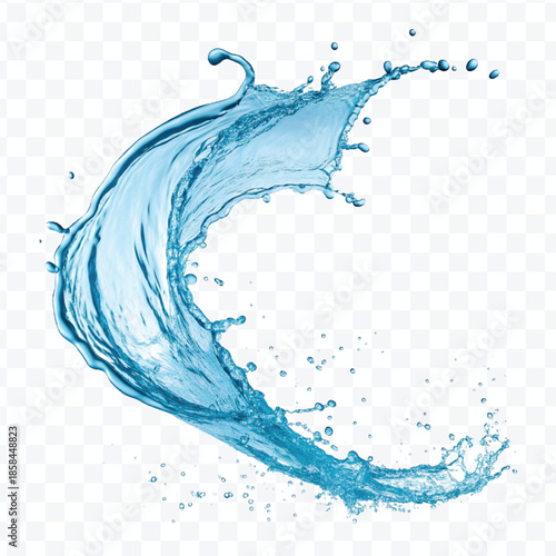 realistic 3d smooth liquid clean water splash in different color and curve style isolated on transparent background