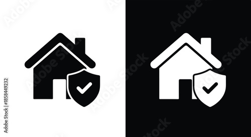 Home security icons - Black and White Vector Symbol, Minimal Solid Vector Illustration, Minimal UI Vector, Flat Solid Vector, Flat Vector Illustration, icon, Editable stroke icon, Modern icon