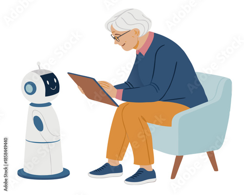 Senior Using AI Assistant for Daily Tasks