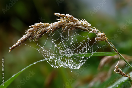 Deer Grass with Sparkling Web