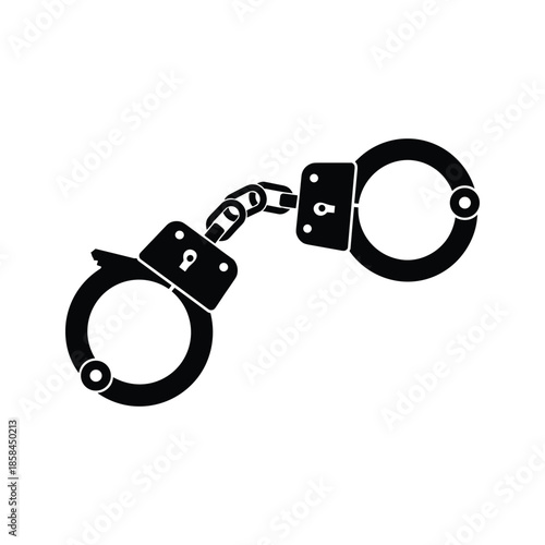 Black Handcuffs Illustration Isolated on White