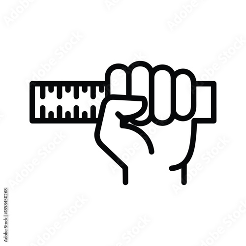 Hand holding ruler icon