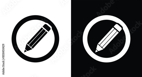 Minimalist pencil icons - Black and White Vector Symbol, Minimal Solid Vector Illustration, Minimal UI Vector, Flat Solid Vector, Flat Vector Illustration, icon, Editable stroke icon, Modern icon