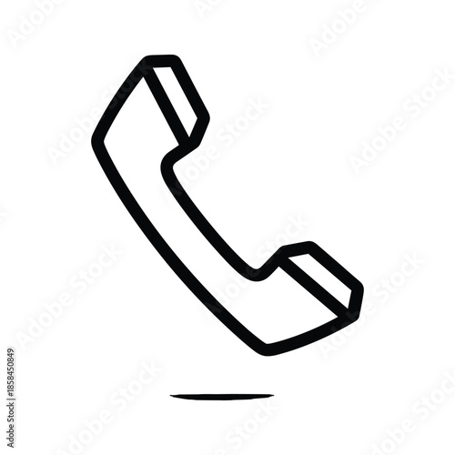 Black telephone receiver icon on white background