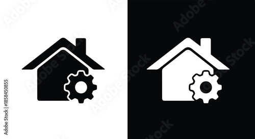 Home automation icon - Black and White Vector Symbol, Minimal Solid Vector Illustration, Minimal UI Vector, Flat Solid Vector, Flat Vector Illustration, icon, Editable stroke icon, Modern icon