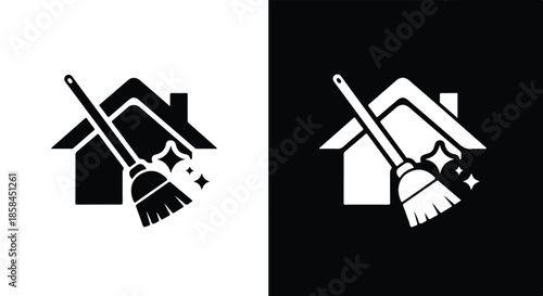 Housekeeping services - Black and White Vector Symbol, Minimal Solid Vector Illustration, Minimal UI Vector, Flat Solid Vector, Flat Vector Illustration, icon, Editable stroke icon, Modern icon