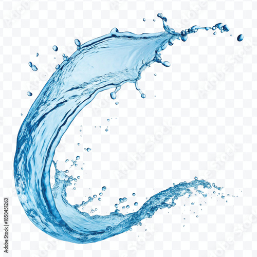 realistic 3d smooth liquid clean water splash in different color and curve style isolated on transparent background