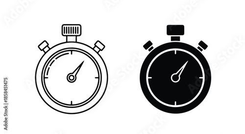 Two timers side by side - Black and White Vector Symbol, Minimal Solid Vector Illustration, Minimal UI Vector, Flat Solid Vector, Flat Vector Illustration, icon, Editable stroke icon, Modern icon