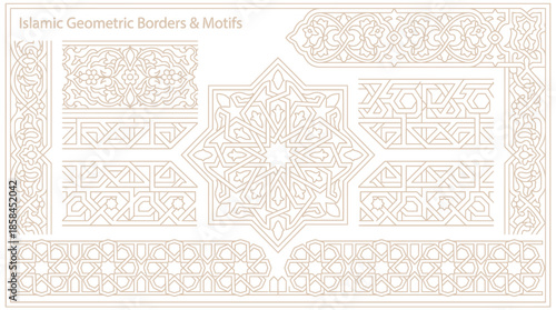 Vector Islamic Seamless Pattern Set – Traditional Geometric Panels for Textile, Architecture, and Sacred Design Applications