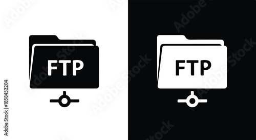 Ftp folder icons - Black and White Vector Symbol, Minimal Solid Vector Illustration, Minimal UI Vector, Flat Solid Vector, Flat Vector Illustration, icon, Editable stroke icon, Modern icon