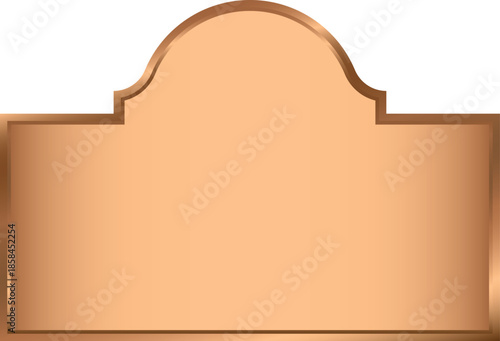 Copper Plate with Rounded Top Illustration. Bronze Signage Mockup and template design.