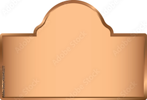 Ornate Copper Label Graphic with Rounded Top. Bronze Signage Mockup and template design.