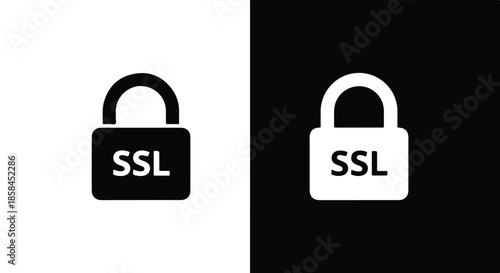 Secure connection icons - Black and White Vector Symbol, Minimal Solid Vector Illustration, Minimal UI Vector, Flat Solid Vector, Flat Vector Illustration, icon, Editable stroke icon, Modern icon