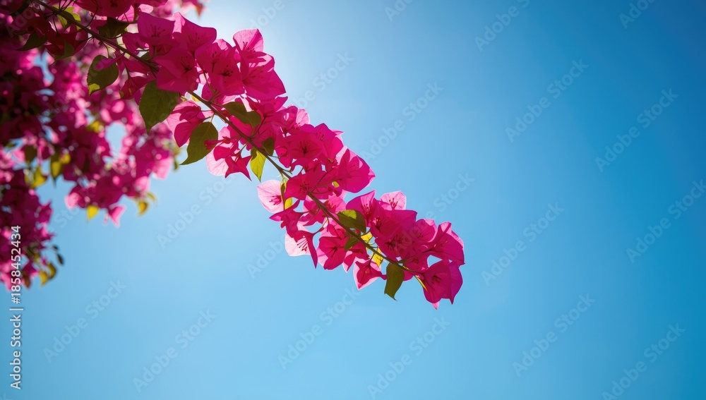 Fototapeta premium Pink bougainvillea blossoms on display for tropical garden scenery