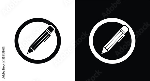 Minimalist pencil icons - Black and White Vector Symbol, Minimal Solid Vector Illustration, Minimal UI Vector, Flat Solid Vector, Flat Vector Illustration, icon, Editable stroke icon, Modern icon