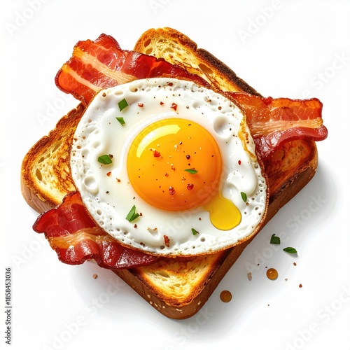 Fried egg and bacon on toasted bread (1)