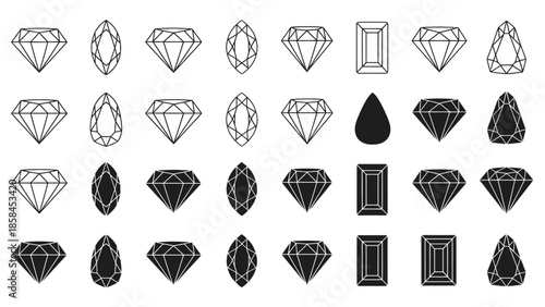 Diamond and Gemstone Line Icons Collection