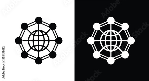 Dual network connections - Black and White Vector Symbol, Minimal Solid Vector Illustration, Minimal UI Vector, Flat Solid Vector, Flat Vector Illustration, icon, Editable stroke icon, Modern icon