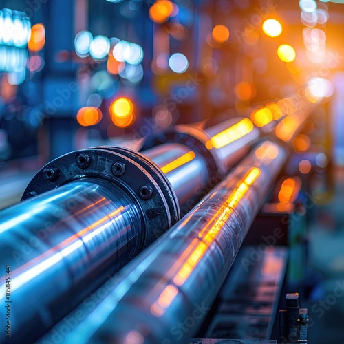 Industrial machinery, close-up of metal pipes