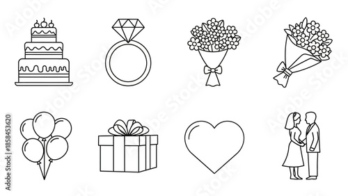 Wedding and Love Line Icon Collection