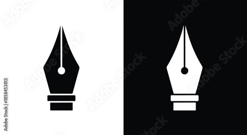Simplified fountain pen nibs - Black and White Vector Symbol, Minimal Solid Vector Illustration, Minimal UI Vector, Flat Solid Vector, Flat Vector Illustration, icon, Editable stroke icon, Modern icon