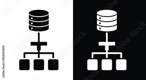 Database server network - Black and White Vector Symbol, Minimal Solid Vector Illustration, Minimal UI Vector, Flat Solid Vector, Flat Vector Illustration, icon, Editable stroke icon, Modern icon