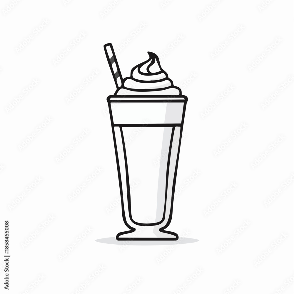 Obraz premium Minimalist Milkshake Illustration with Cream and Straw on White Background