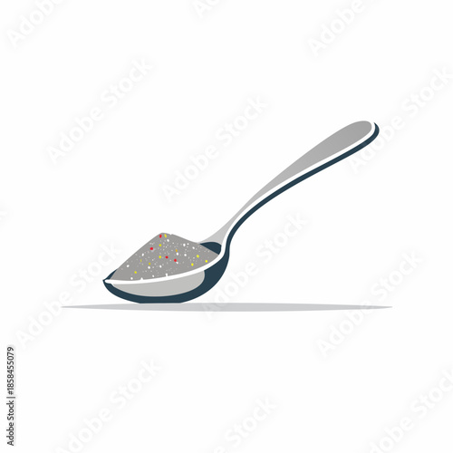 Minimalist Spoonful: An Illustration of a Spoon Holding a Pile of Granular Substance