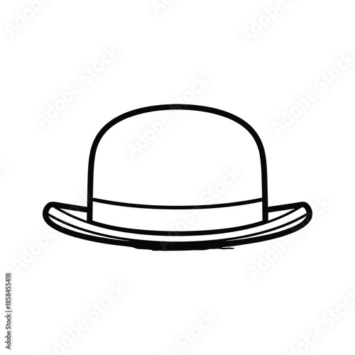 Bowler hat black and white illustration