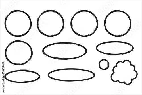 Vector  Highlight circle , Ellipses, oval, round , Hand drawn circle icons set