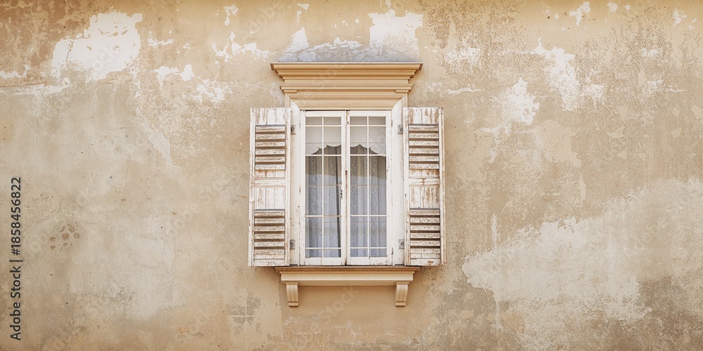 Obraz premium Traditional home exterior with wooden window frames in Tiradentes, Brazil, highlighting heritage architecture