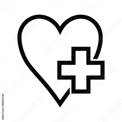 Heart with medical cross symbol