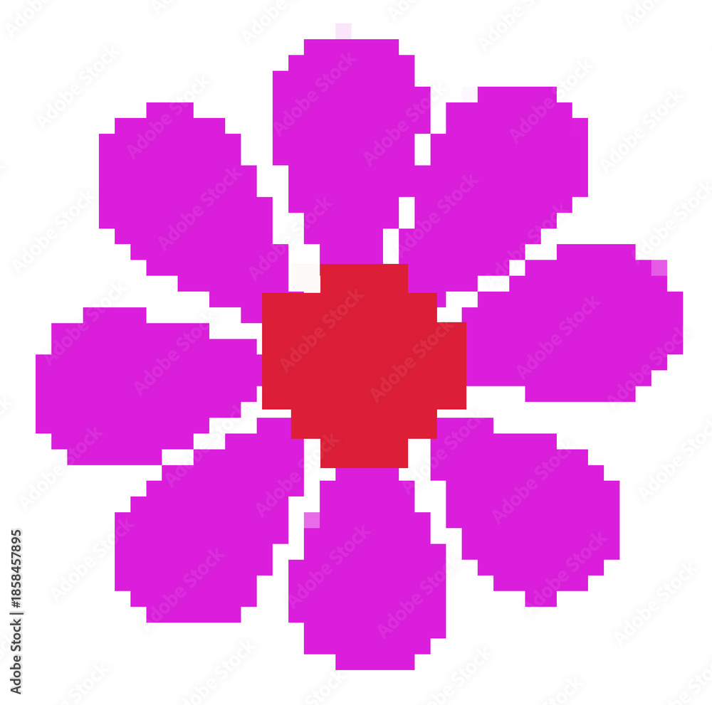 Fototapeta premium pixel style purple daisy