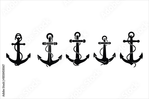 Vector  Simple anchor collection flat style icons set