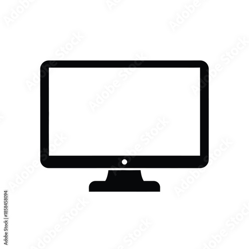 A simple flat design illustration depicting a black television screen with a stand commonly used for visual representation high quality professional