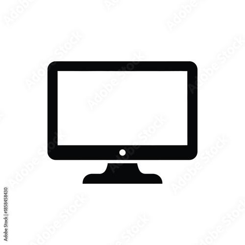 a simple depiction of a modern flat screen television shown in a solid black silhouette style against a white background