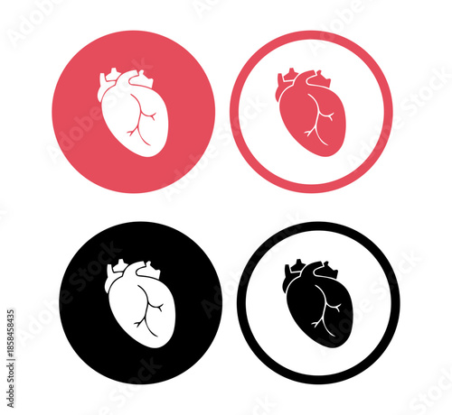 human heart anatomy cardiology icons set flat vector medical design